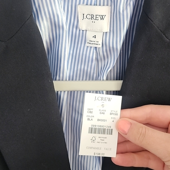 NWT! J. Crew Black Womens 2 Button Blazer Size 4 - Picture 2 of 6